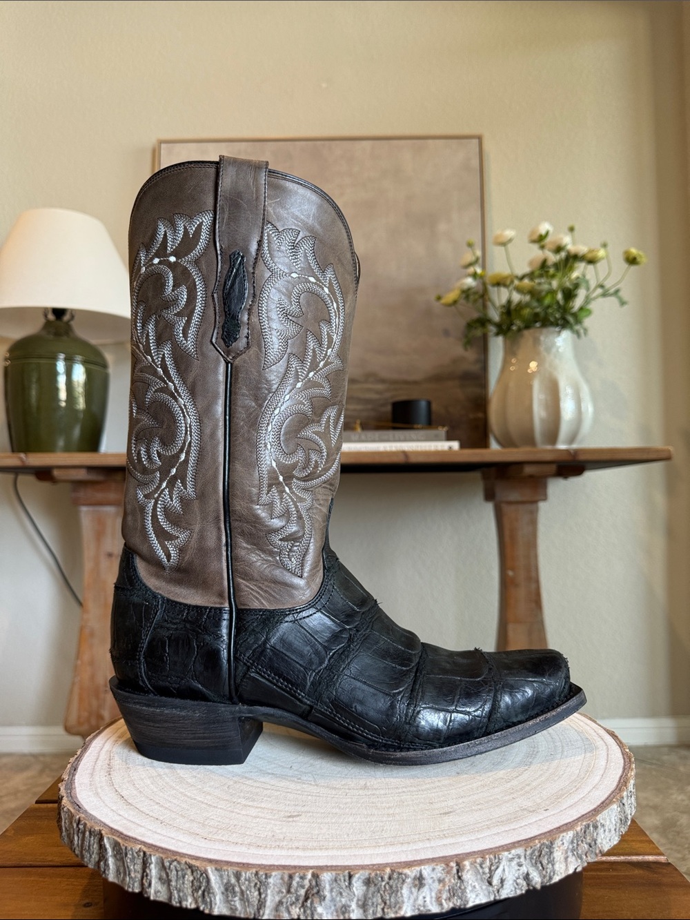 Lucchese Burke - Black Giant Alligator - 9D